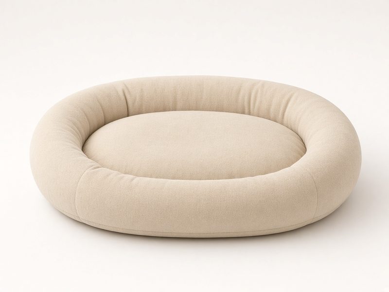 Grand panier à rebords beige pour chien